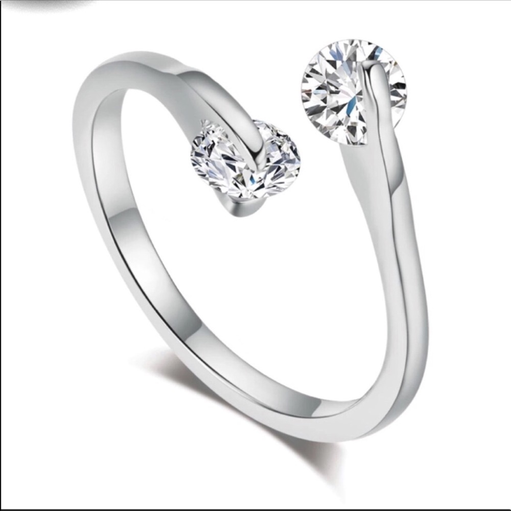 Twin CZ Silver Ring
